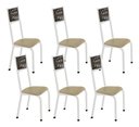 Ver imagem 1 de Kit 6 Cadeiras Sofia Corino Creme e Fibra Nautica Preta Tubo Branco
