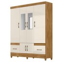 Ver imagem 2 de Guarda Roupa Casal Ms912 com Espelho e Cômoda Texas Freijó Off White – Moval