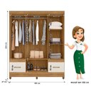 Ver imagem 4 de Guarda Roupa Casal Ms912 com Espelho e Cômoda Texas Freijó Off White – Moval