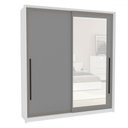 Ver imagem 2 de Guarda-roupa Casal Valência 2 Portas 2 Gavetas com Espelho Branco/cinza - Politorno