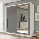 Ver imagem 1 de Guarda-roupa Casal Valência 2 Portas 2 Gavetas com Espelho Branco/cinza - Politorno