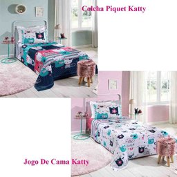 Kit Infantil Katty Colcha Piquet + Jogo Cama 100% Algodão Santista - 1
