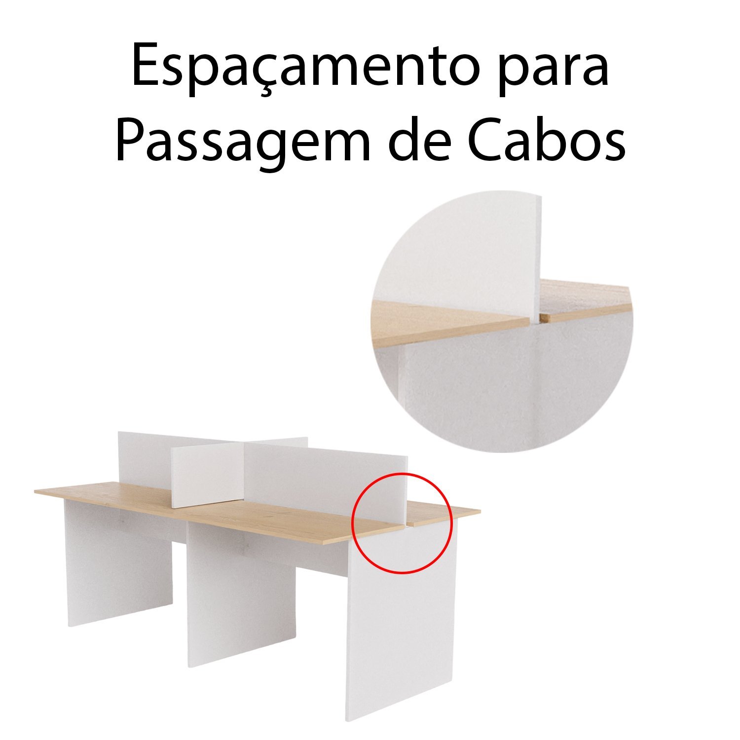 Mesa estação de trabalho 4 Lugares Cor:Legno Salinas com Branco - 3