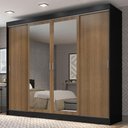 Ver imagem 1 de Guarda-roupa Casal Madesa Austin 4 Portas de Correr com Espelhos 3 Gavetas