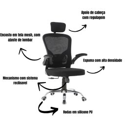 Kit com 2 Cadeiras para Escritório Modelo Presidente Oc 300 Cor Preto - 3