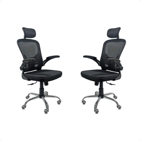 Kit com 2 Cadeiras para Escritório Modelo Presidente Oc 300 Cor Preto