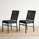 Ver imagem 1 de Cadeira Corda Nautica Preta Varanda Sacada Cozinha - Kit 2 Eletrostática