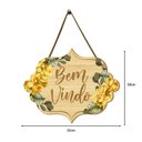 Ver imagem 5 de Placa de Porta Decorativa Amarela Frases Bem Vindo Flores