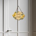 Ver imagem 2 de Placa de Porta Decorativa Amarela Frases Bem Vindo Flores
