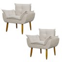 Ver imagem 1 de Kit 2 Poltronas Decorativa Sala e Quarto Opala Suede Herrero Cor:bege