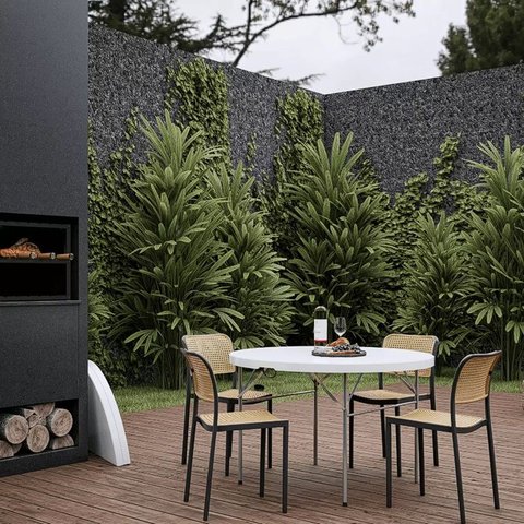 Kit 4 Cadeiras Bali Preto Rattan - Fratini