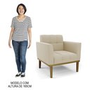 Ver imagem 5 de Poltrona Decorativa Base Madeira Castanho Ana Suede Bege - Ibiza