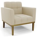 Ver imagem 1 de Poltrona Decorativa Base Madeira Castanho Ana Suede Bege - Ibiza
