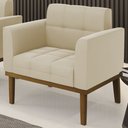 Ver imagem 2 de Poltrona Decorativa Base Madeira Castanho Ana Suede Bege - Ibiza