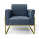 Ver imagem 3 de Kit 2 Poltronas Base Industrial Alta Dourado Marisa Suede D03 - D’Rossi Azul Marinho