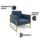 Ver imagem 6 de Kit 2 Poltronas Base Industrial Alta Dourado Marisa Suede D03 - D’Rossi Azul Marinho