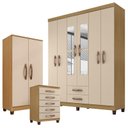 Ver imagem 1 de Guarda Roupa Casal Modena com Espelho 6 Portas Cômoda Cannes 5 Gavetas e Armário Multiuso Recife Car
