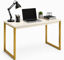 Ver imagem 1 de Escrivaninha Mesa Computador Estudo Office Aparador Pés Aço- Off White Dourado
