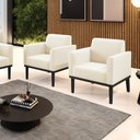 Ver imagem 1 de Kit 2 Poltronas Decorativas Isabella Pés Fixo em Madeira Preto Veludo Bege G19 - Gran Belo