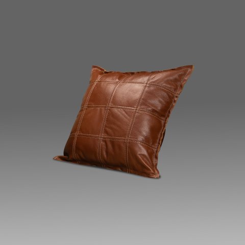 Almofada Decorativa de Couro Legítimo 45x45cm Bella Conhaque - Mozzelar