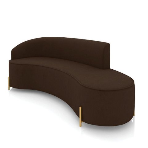 Sofá 4 Lugares Orgânico 220cm Pé Dourado Morgan Suede Marrom D03 - D'Rossi