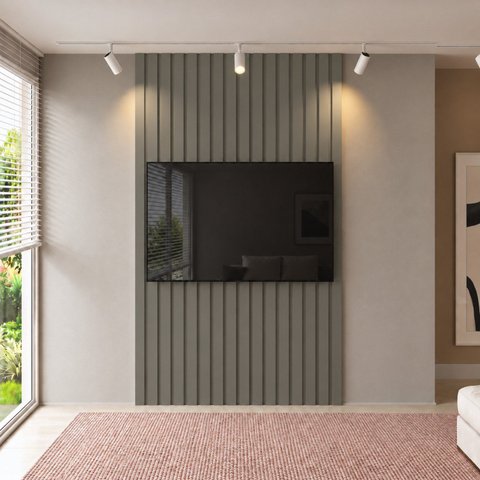 Painel Ripado para TV - 2700x1800x25 mm - Cinza