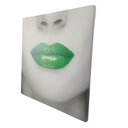 Ver imagem 2 de Quadro Decorativo Labio Batom Verde Moldura 40x40 Textura Decoraçao Consultorio Casa Sala Quarto Rec