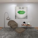 Ver imagem 4 de Quadro Decorativo Labio Batom Verde Moldura 40x40 Textura Decoraçao Consultorio Casa Sala Quarto Rec