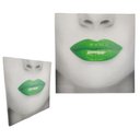 Ver imagem 1 de Quadro Decorativo Labio Batom Verde Moldura 40x40 Textura Decoraçao Consultorio Casa Sala Quarto Rec