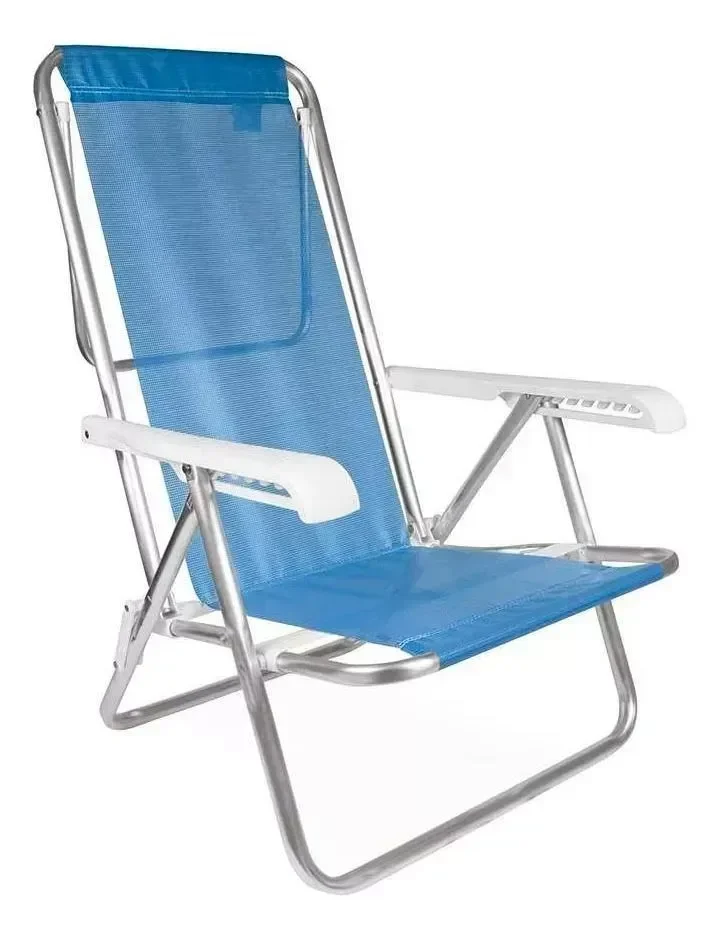 Cadeira de Praia e Piscina Reclinável Alumínio 8 Posições - Azul
