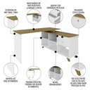 Ver imagem 3 de Conjunto Escritório 3 Peças Mesa em L Golden A06 Olmo/branco - Mpozenato