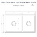 Ver imagem 7 de Cuba Dupla Cozinha Farm Sink Quadratta 77 cm Estilo Fazenda Avental