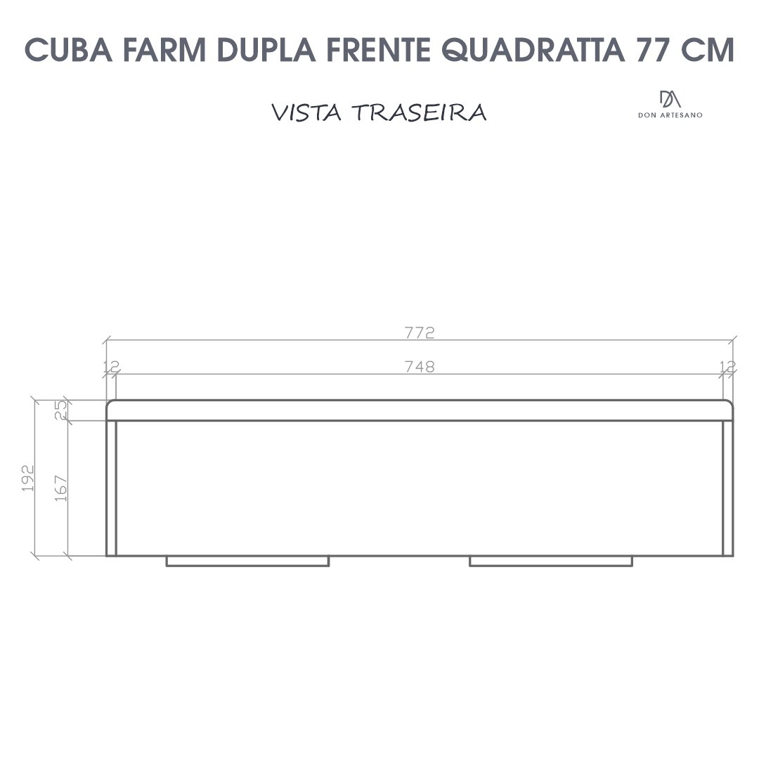 Cuba Dupla Cozinha Farm Sink Frente Quadratta 77 cm Fazenda - 9