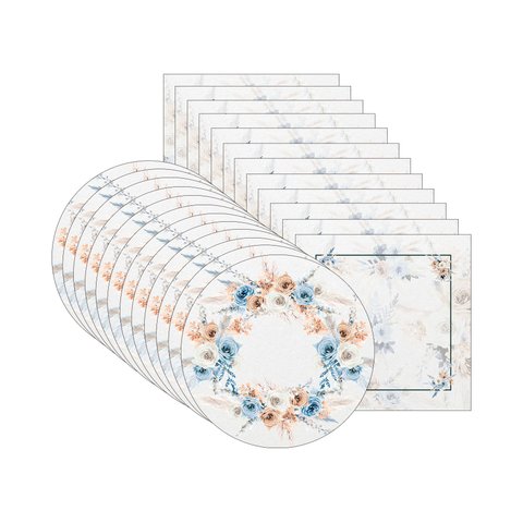 Kit Sousplat + Guardanapo Boho Azul/ambar - 12 Peças - com Base