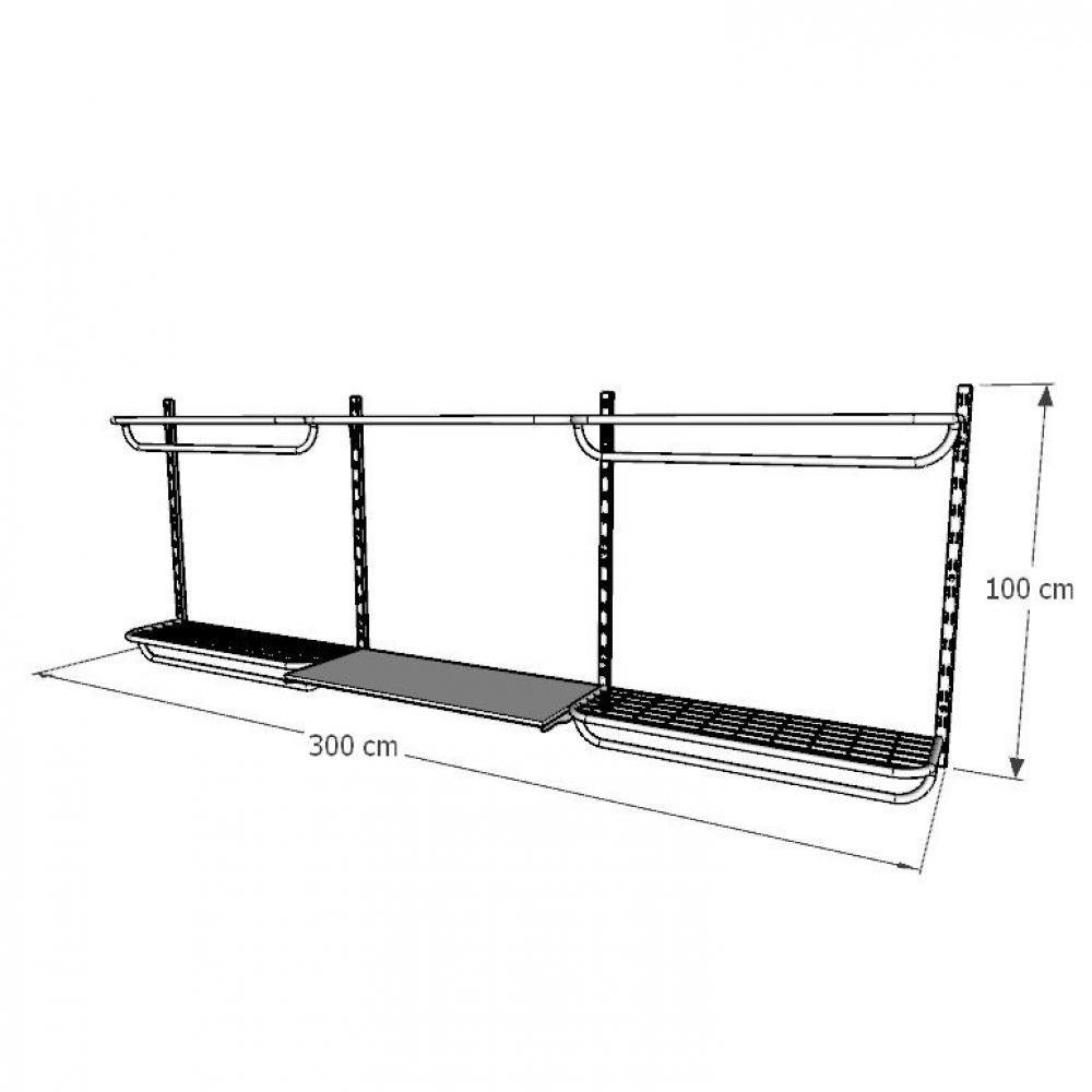 Kit Cremalheiras e Araras para Loja com 9 Peças Regulável 300x100cm Cor Preto Modelo Clst1Ljp461 - 3