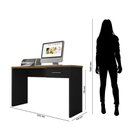 Ver imagem 3 de Mesa para Computador Gávea com Gaveta e Livreiro Office Preto Trama Freijó - Móveis Leão