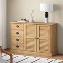 Ver imagem 1 de Buffet 4 Gavetas 2 Portas em Madeira de Pinus Bege/Cera