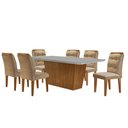 Ver imagem 1 de Mesa para Sala de Jantar Aida 180cm Mdf Canto Copo com Vidro e 6 Cadeiras Carol Moderna Mobília