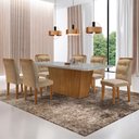 Ver imagem 2 de Mesa para Sala de Jantar Aida 180cm Mdf Canto Copo com Vidro e 6 Cadeiras Carol Moderna Mobília