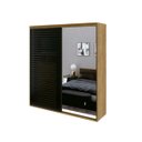 Ver imagem 3 de Guarda Roupa Ripado com Espelho MDF 2 Portas 2,07m Autes Belmax:Álamo/Preto