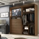 Ver imagem 2 de Guarda Roupa Ripado com Espelho MDF 2 Portas 2,07m Autes Belmax:Álamo/Preto