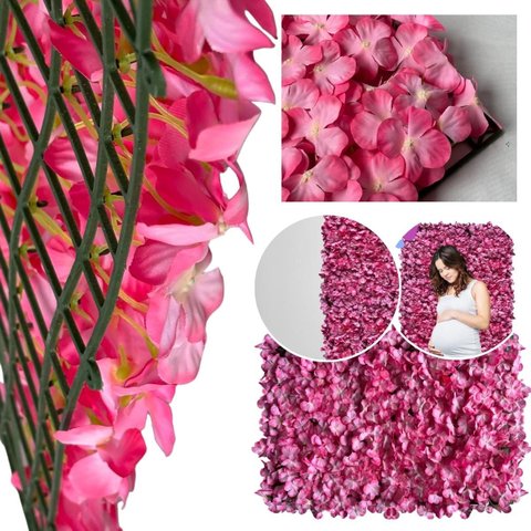Painel Floral Decorativo 5 Unidades Placas de Flor Artificial 60x40 para Casamentos e Festas