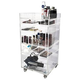 Carrinho Acrílico Organizador de Maquiagem 5 Gavetas e Bandeja Superior N9 Centauri Acrílicos CAR-N9 - 1
