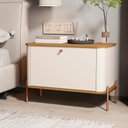 Ver imagem 2 de Kit 2 Mesa de Cabeceira Quarto Tucupí 1 Porta e Pés de Metal Off White/nature/bronze