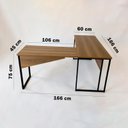 Ver imagem 3 de Estação de Trabalho Mesa Escrivaninha em L 176x155 Nogal/preto Realme Mesa para Escritório Estilo em