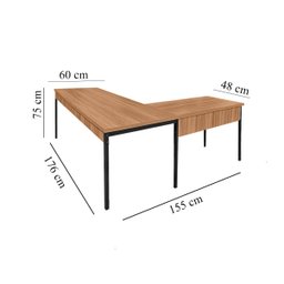 Estação de Trabalho Mesa Escrivaninha em L 176x155 Nogal/preto Realme Mesa para Escritório Estilo em - 4
