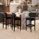 Ver imagem 2 de Kit 3 Banquetas Alta Bar Cozinha Sala Jantar Fixa Betta L02 Preto Linho Chumbo - Lyam Decor