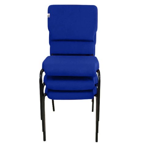 03 Cadeiras Empilhável para Igrejas Evangélicas Linha Church Azul
