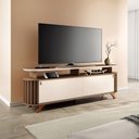 Ver imagem 1 de Bancada Decorativa Alba 1.8 Ripada para Tv até 70 Polegadas Castanho/off White G26 - Hb Móveis