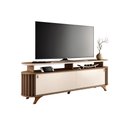 Ver imagem 2 de Bancada Decorativa Alba 1.8 Ripada para Tv até 70 Polegadas Castanho/off White G26 - Hb Móveis